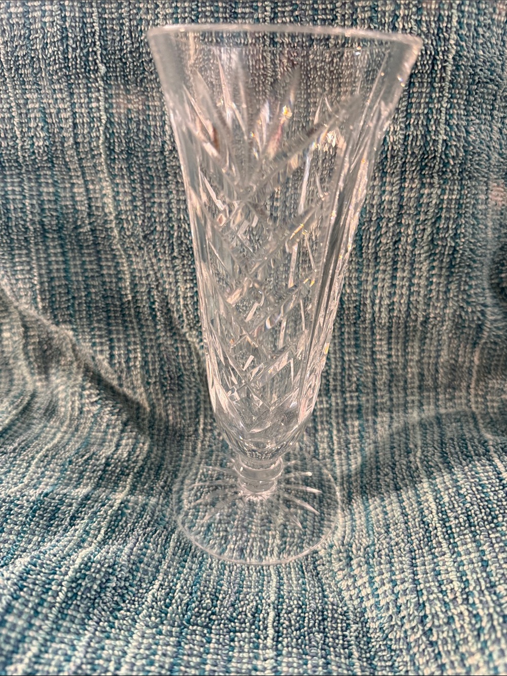 Waterford Crystal Kbarry Clear Cut Footed Bud Vase